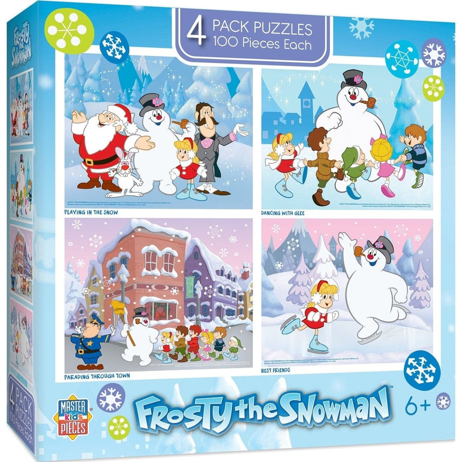 Frosty the Snowman 4-Pack 100 Piece Kids Jigsaw Puzzles 8x10 Holiday Fun Image 1