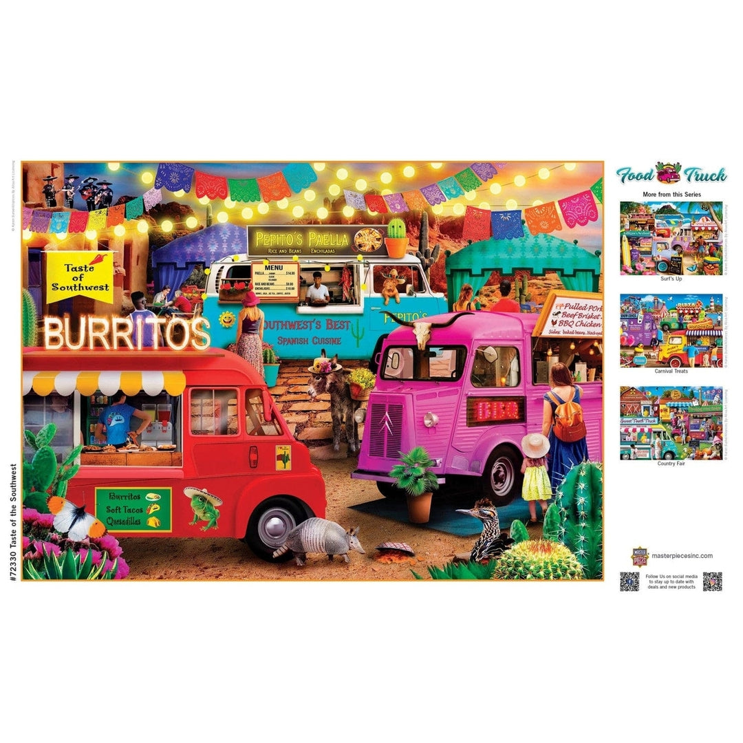 Food Truck Roundup Southwest Jigsaw Puzzle 1000 Pieces Colorful Festive Scene Image 4