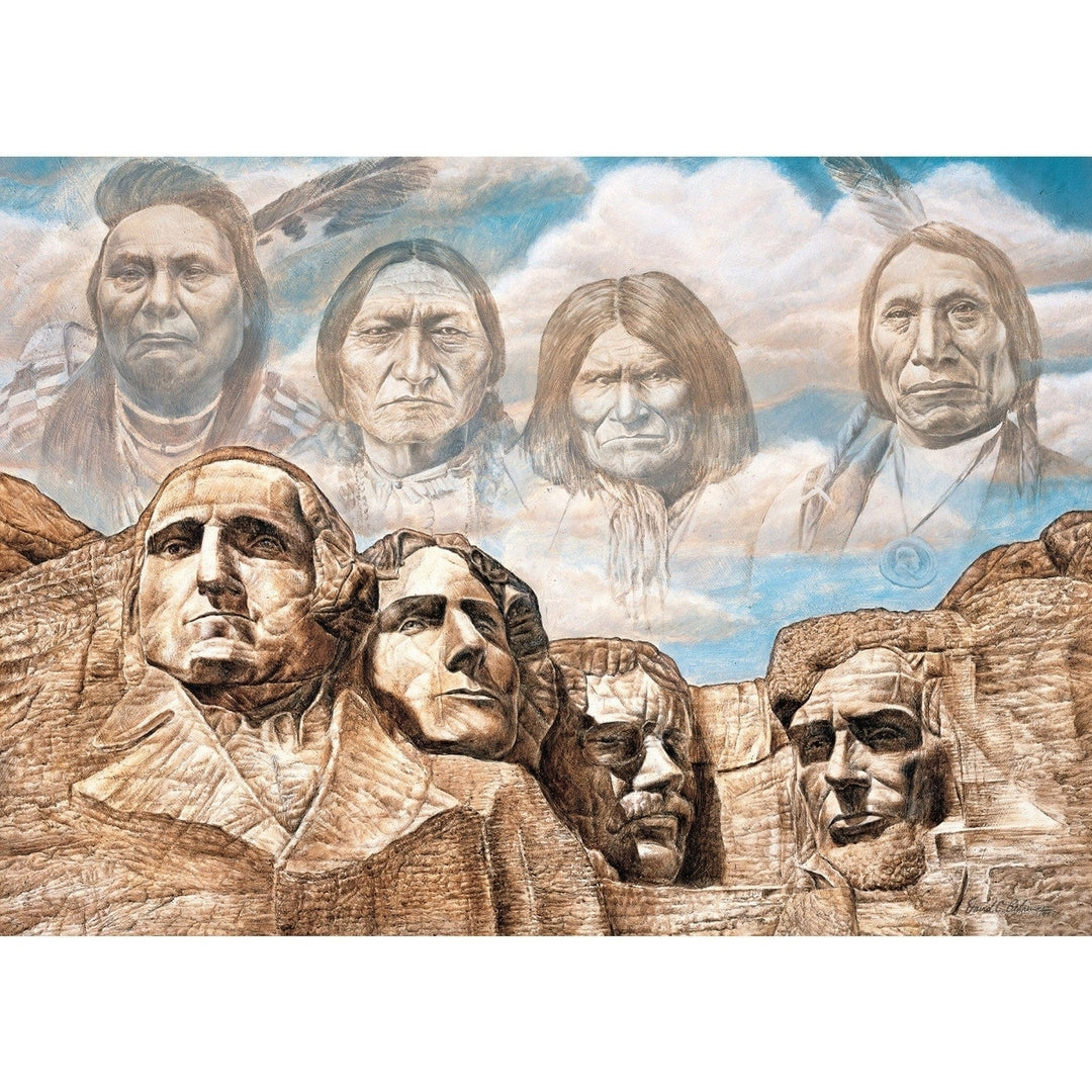 MasterPieces Founding Fathers 500 Piece Jigsaw Puzzle Native American Art 15x21 Image 2