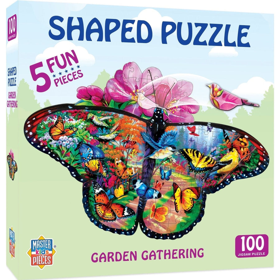 MasterPieces Garden Gathering 100 Piece Shaped Jigsaw Puzzle Kids Colorful Fun Image 1