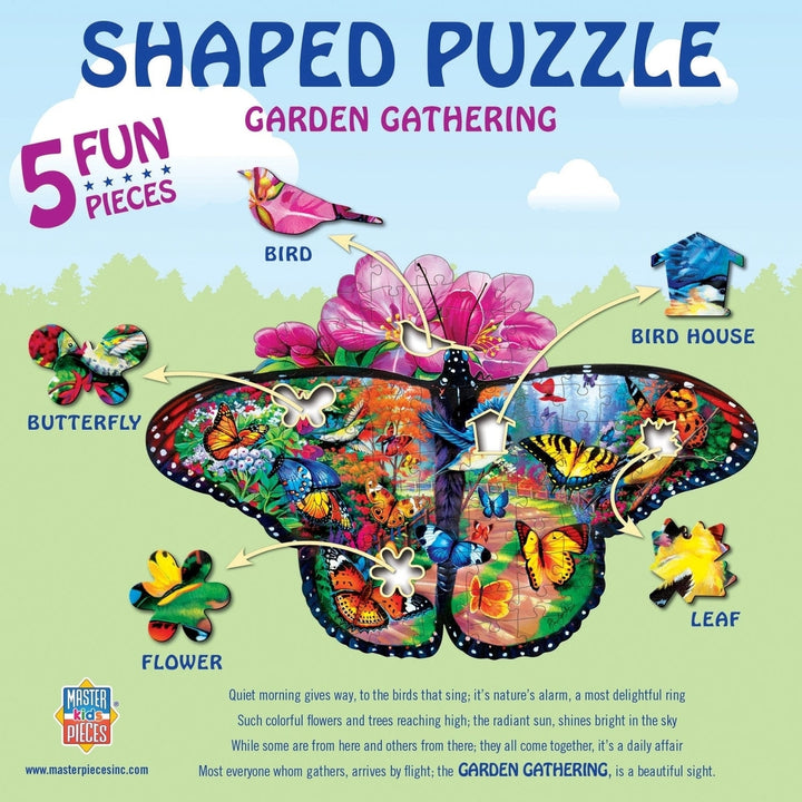 MasterPieces Garden Gathering 100 Piece Shaped Jigsaw Puzzle Kids Colorful Fun Image 3