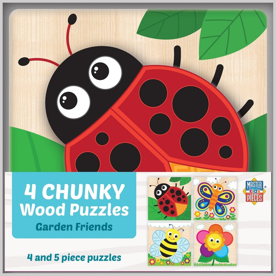 Garden Chunky Wood Puzzles 4 Pack Kids Educational Wooden Toys Learning Fun Image 1