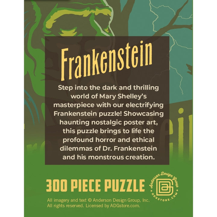 Frankenstein 300 Piece Jigsaw Puzzle Vintage Poster Art Gothic Horror Theme Image 3