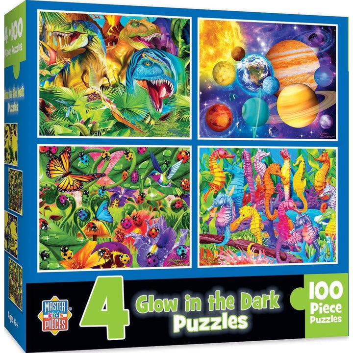 MasterPieces Glow in the Dark Jigsaw Puzzles 100 Piece 4 Pack Kids V2 Image 1