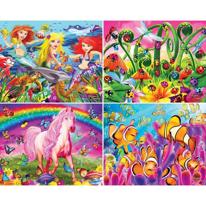 MasterPieces Glow in the Dark Puzzle Set 100 Piece 4-Pack Kids Educational Fun Image 2