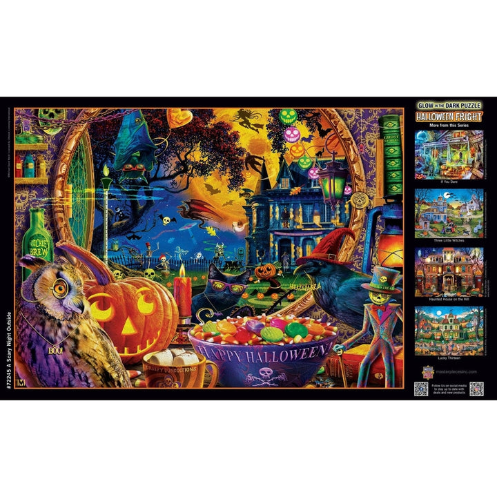 Glow in the Dark Jigsaw Puzzle 1000 Pieces Halloween Night Black Cat Skeleton Image 4