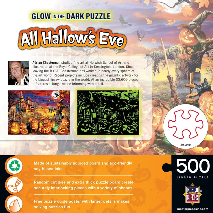 MasterPieces Glow in the Dark Halloween 500 Piece Jigsaw Puzzle 15x21 Recycled Image 3