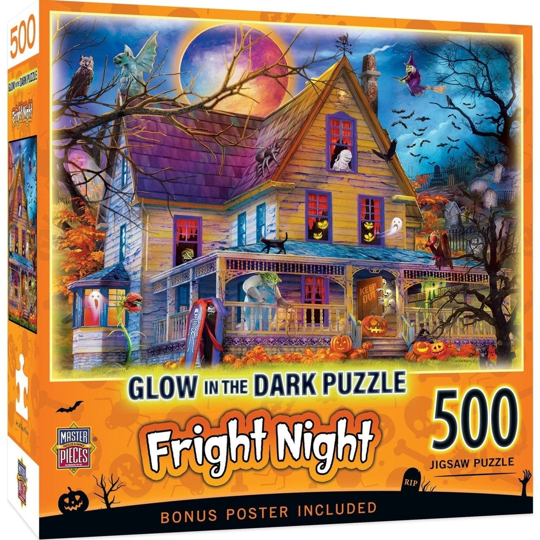 Glow in the Dark Fright Night 500 Piece Jigsaw Puzzle Halloween Theme 2023 Image 1