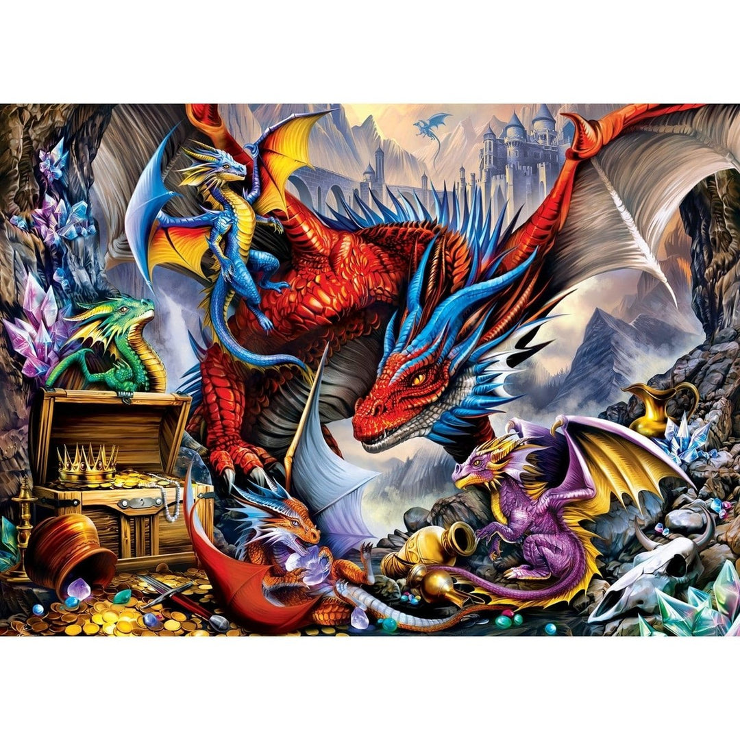 Glow in the Dark 1000 Piece Dragons Horde Jigsaw Puzzle Family Game Night Image 2