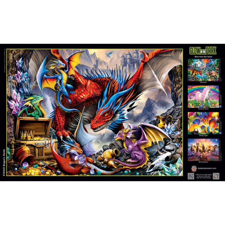 Glow in the Dark 1000 Piece Dragons Horde Jigsaw Puzzle Family Game Night Image 4