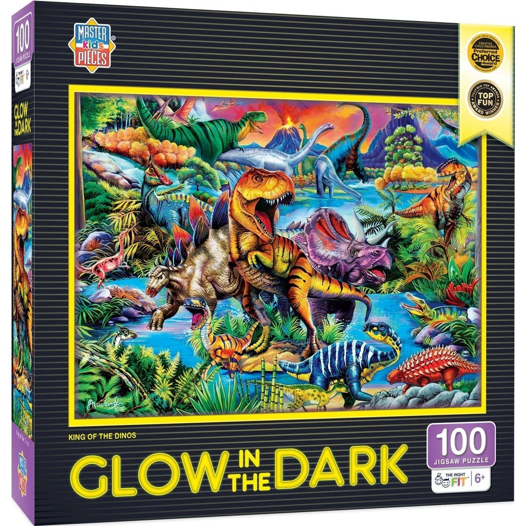 Glow in the Dark Dinosaur Puzzle 100 Pieces Eco-Friendly Kids Fun Games Image 1