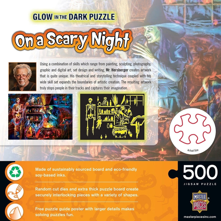 MasterPieces Glow in the Dark 500 Piece Halloween Jigsaw Puzzle 15x21 Inches Image 3