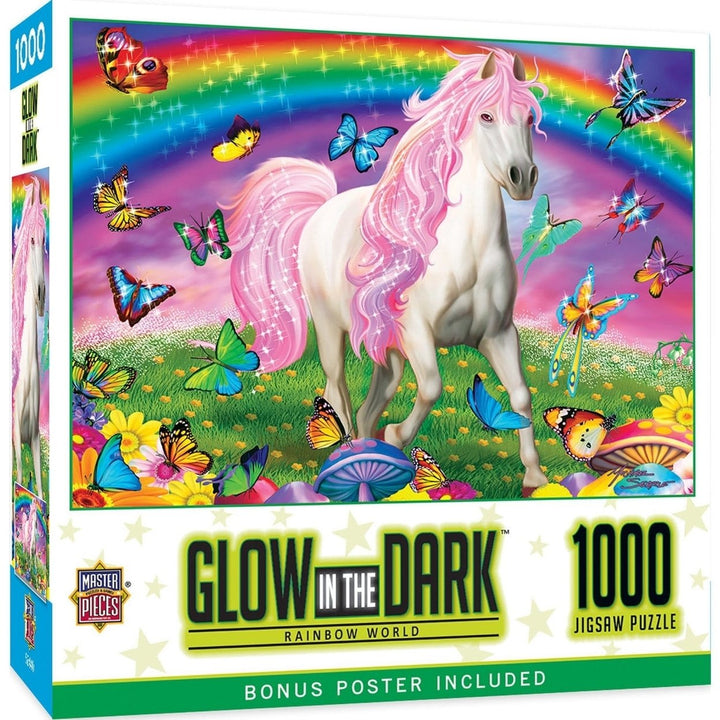 Glow in the Dark Rainbow World 1000 Piece Jigsaw Puzzle Unique Design Image 1