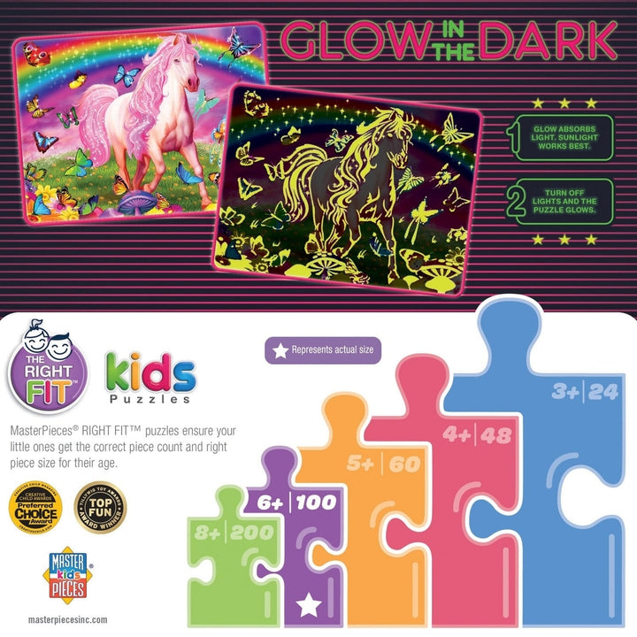 Glow in the Dark Rainbow World 100 Piece Jigsaw Puzzle Eco-Friendly 6+ Image 3