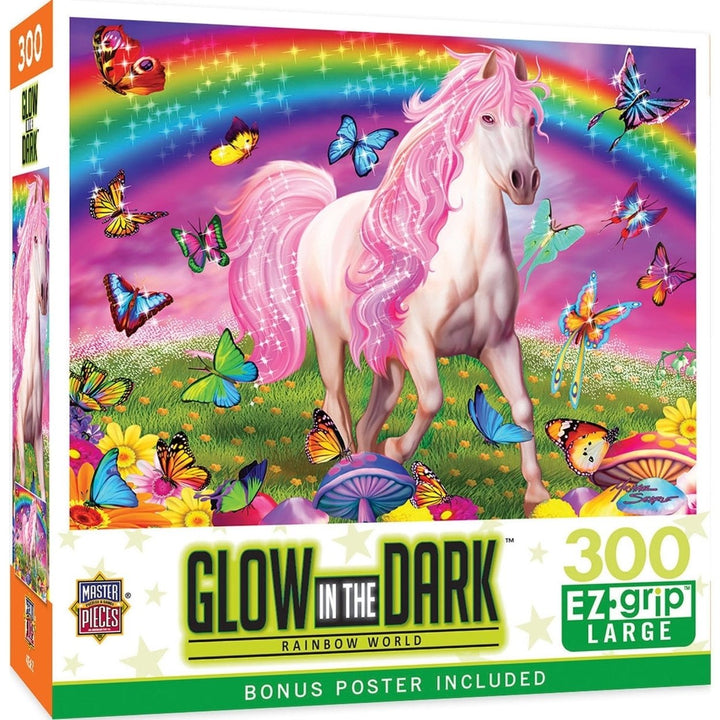 MasterPieces 300PC Glow in the Dark Rainbow World EZ Grip Jigsaw Puzzle 18x24 Image 1