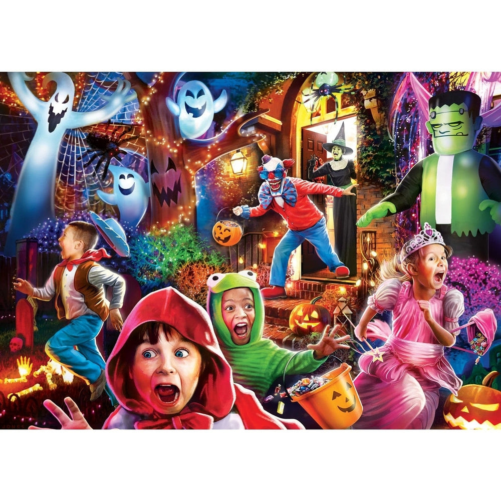 Glow in the Dark Scared Silly 500 Piece Jigsaw Puzzle Halloween Fun Kids Game Image 2