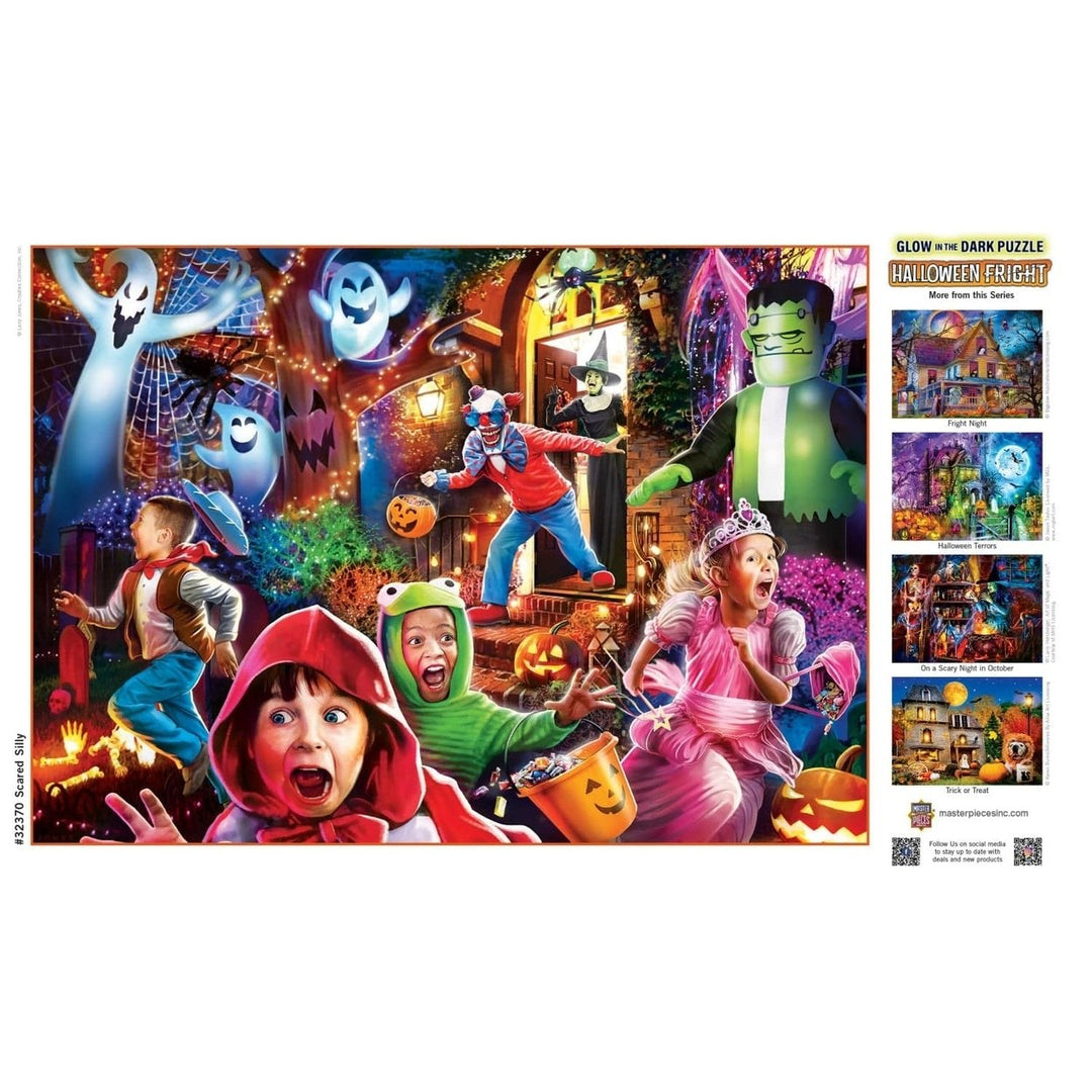 Glow in the Dark Scared Silly 500 Piece Jigsaw Puzzle Halloween Fun Kids Game Image 4