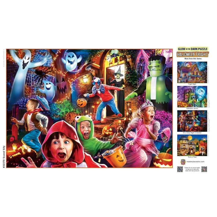 Glow in the Dark Scared Silly 500 Piece Jigsaw Puzzle Halloween Fun Kids Game Image 4