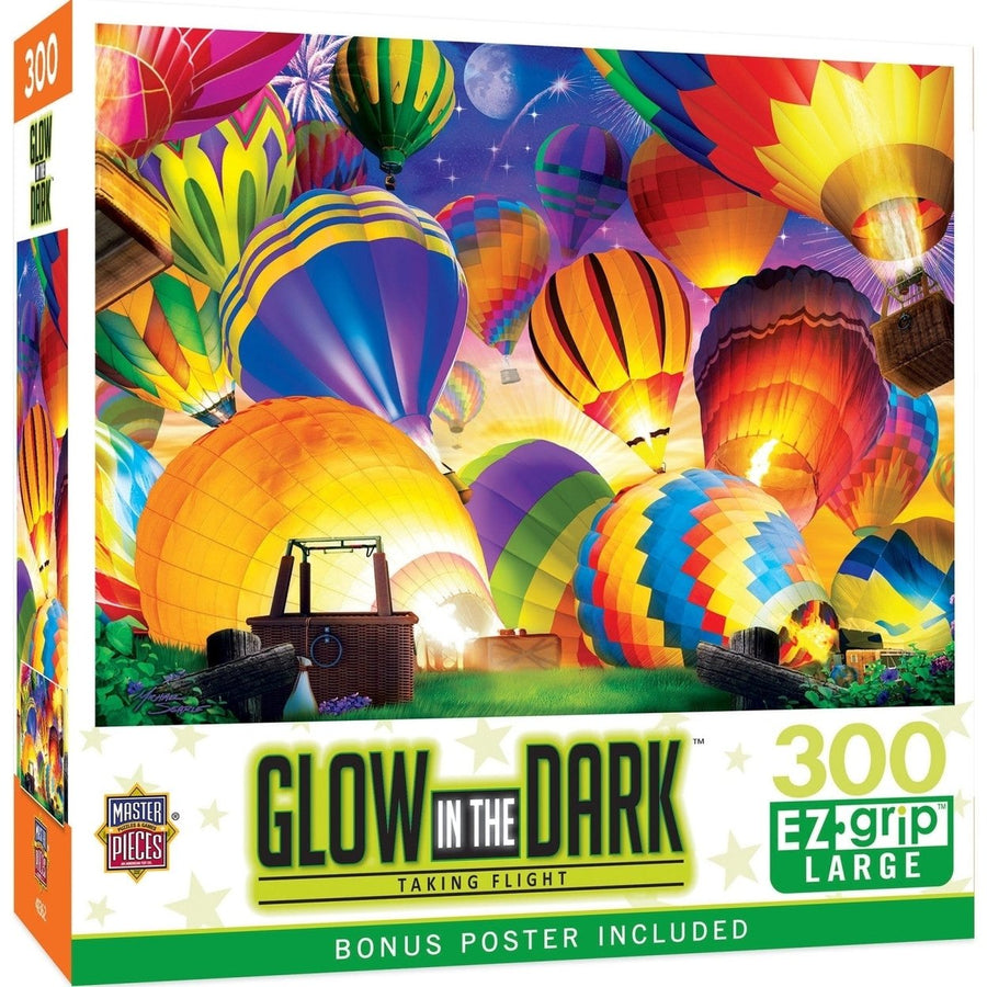 MasterPieces Glow in the Dark 300 Piece EZ Grip Jigsaw Puzzle Hot Air Balloons Image 1