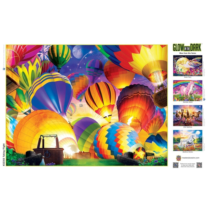 MasterPieces Glow in the Dark 300 Piece EZ Grip Jigsaw Puzzle Hot Air Balloons Image 4