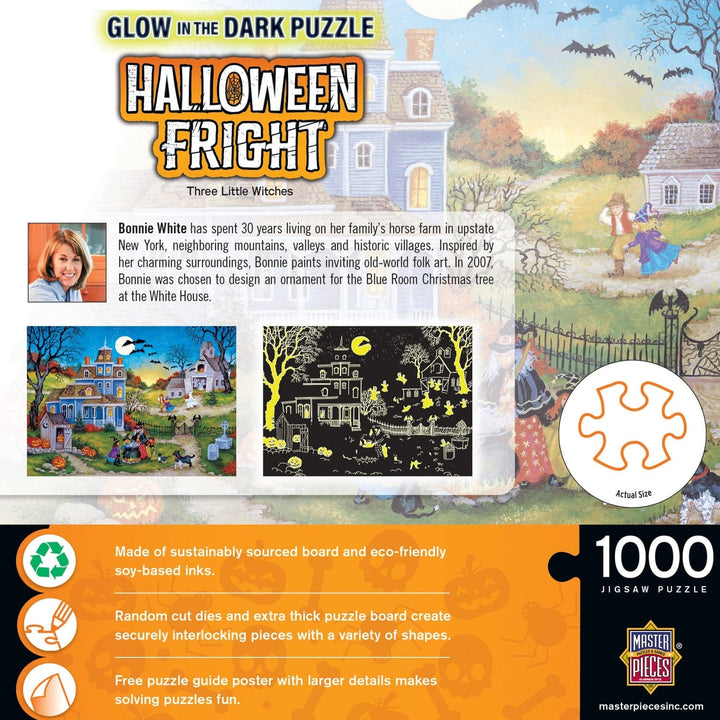 MasterPieces Glow in the Dark 1000pc Halloween Puzzle Three Little Witches Image 3