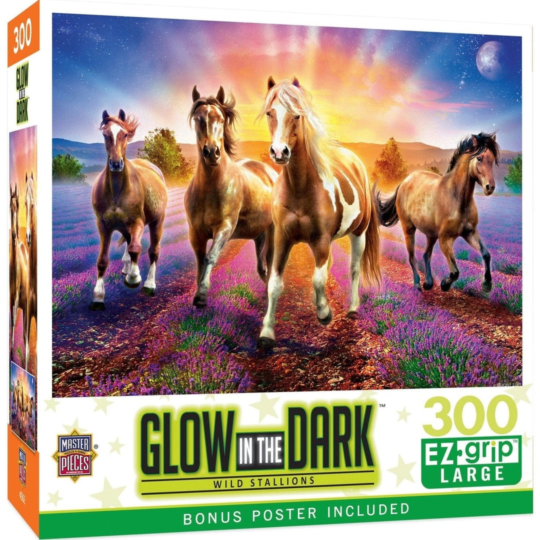 MasterPieces Wild Stallions 300 Piece Glow in the Dark EZ Grip Jigsaw Puzzle Image 1