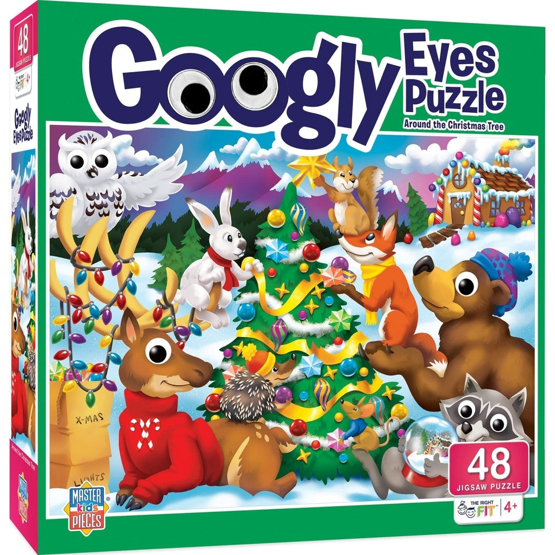 Googly Eyes Christmas Tree 48 Piece Puzzle 19x14 inches for Ages 4+ Image 1