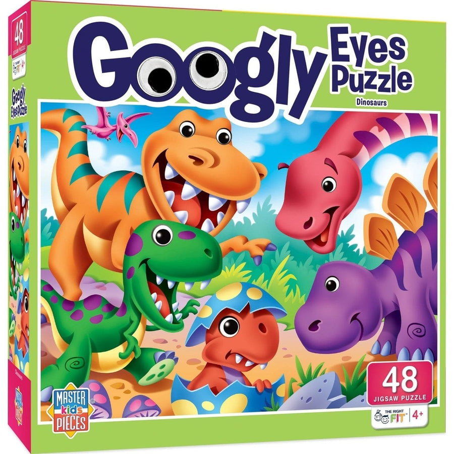 Googly Eyes Dinosaur 48 Piece Kids Puzzle Interactive Colorful Jigsaw Fun Ages 4+ Image 1