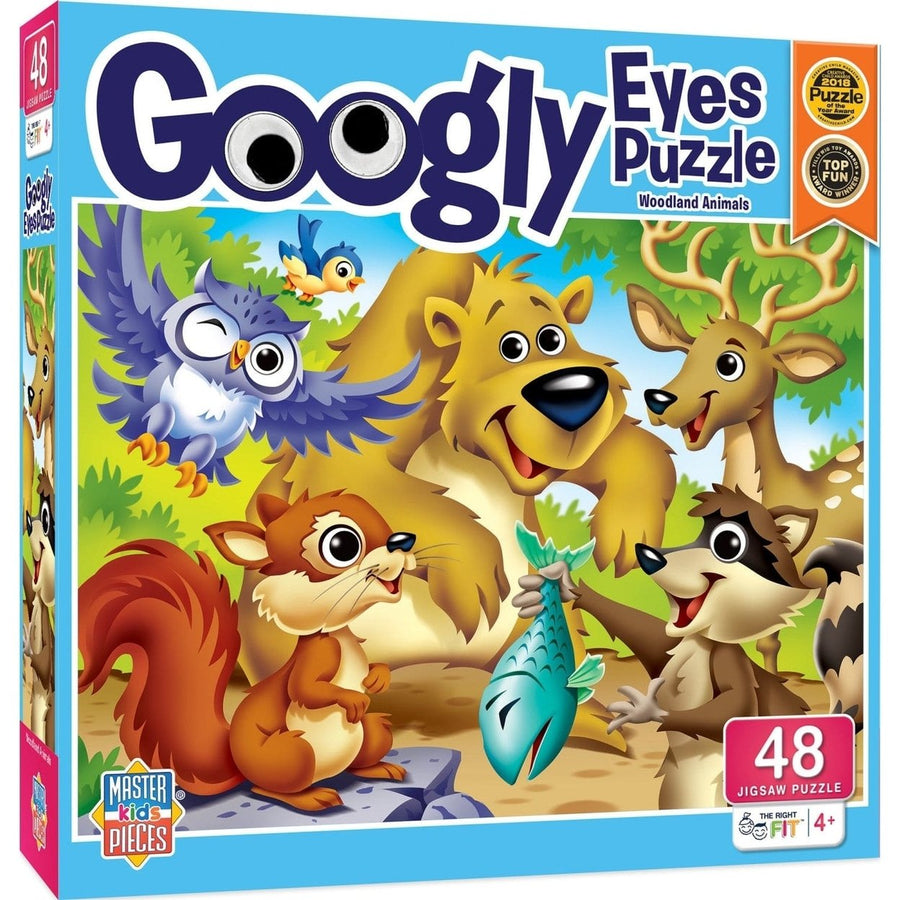 Googly Eyes Woodland Animals 48 Piece Puzzle Interactive Kids Puzzle 19x14 Image 1