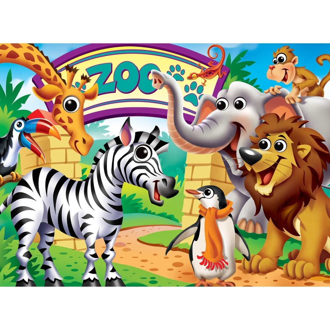 Googly Eyes Zoo Animals 48 Piece Kids Puzzle Interactive Fun Durable Recycled Board Image 2