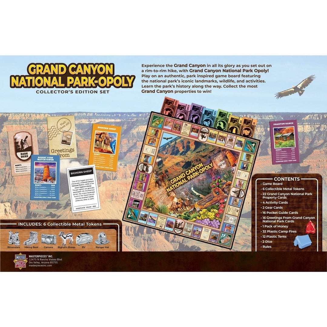 Grand Canyon National Park Opoly Board Game for 2-6 Players Collectible Tokens Image 3