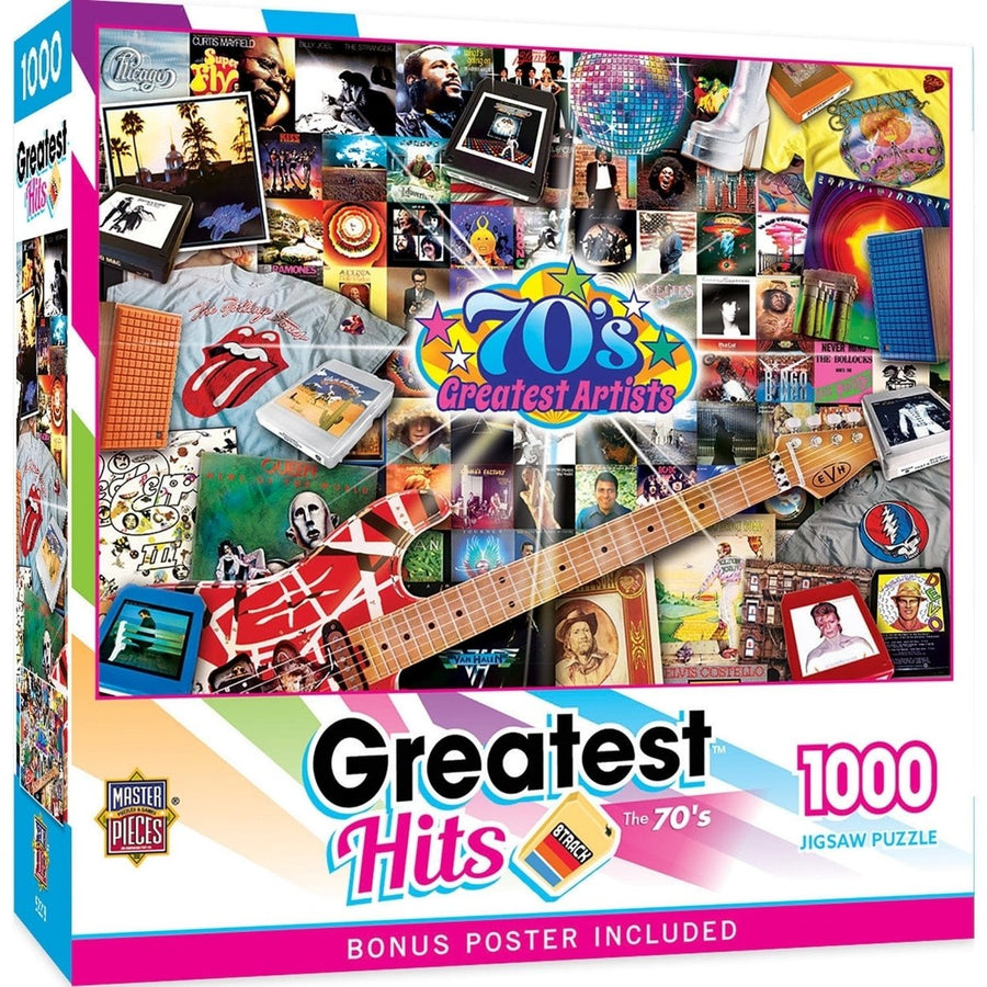 Greatest Hits 70s Artists 1000 Piece Jigsaw Puzzle Vintage Music Collection Image 1