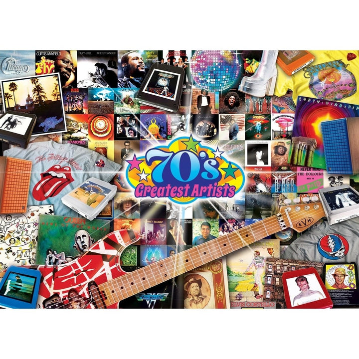 Greatest Hits 70s Artists 1000 Piece Jigsaw Puzzle Vintage Music Collection Image 2