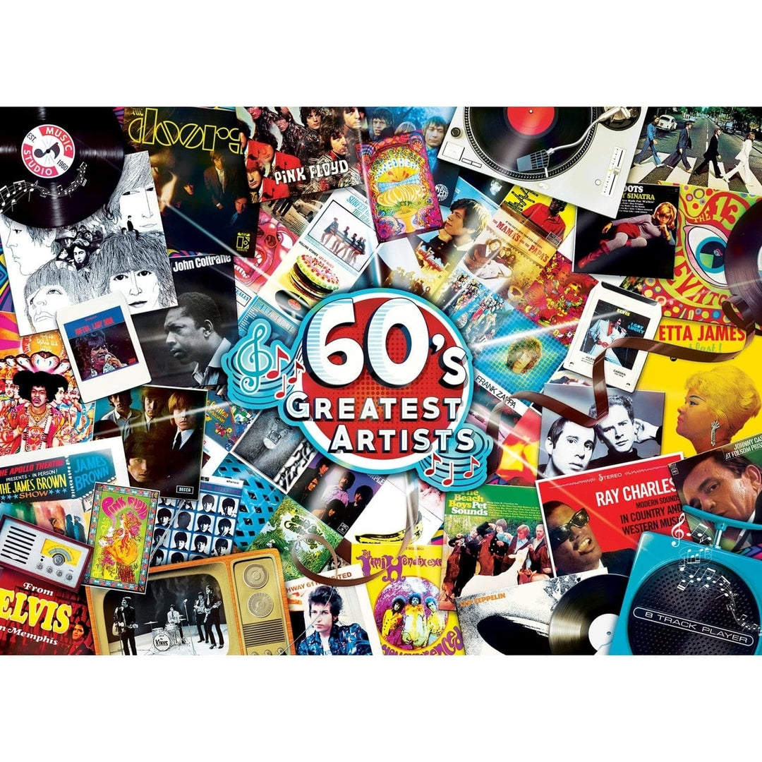 60s Artists Greatest Hits Jigsaw Puzzle 1000 Piece Vintage Album Collection Image 2