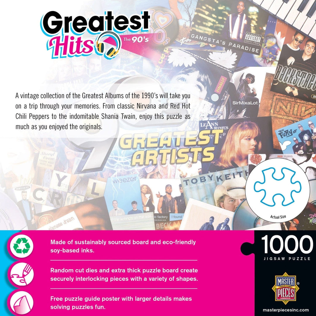 90s Greatest Hits Jigsaw Puzzle 1000 Pieces Vintage Music Album Collection Image 3