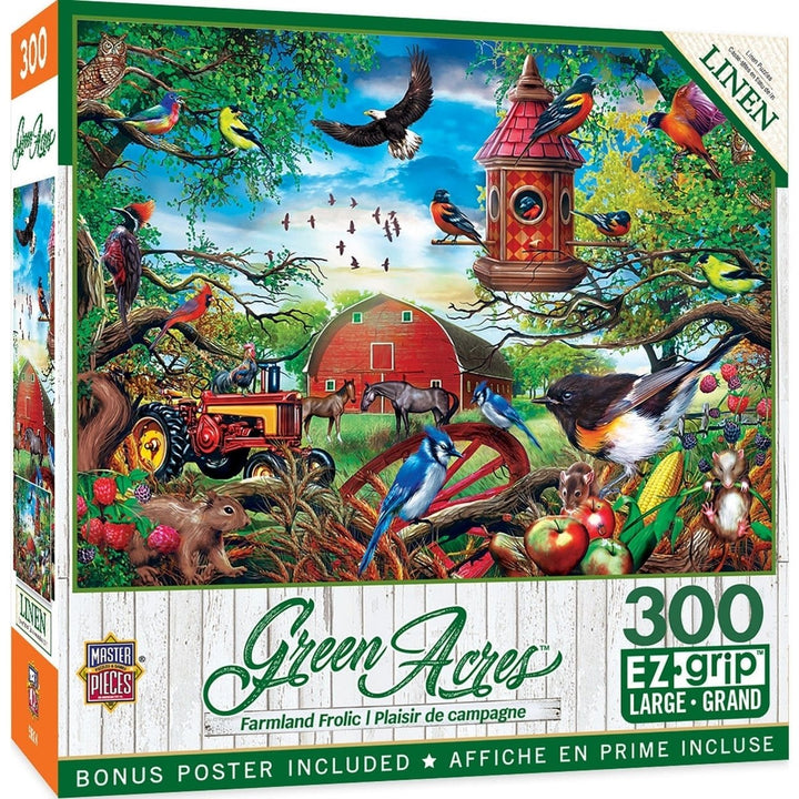 MasterPieces Green Acres 300 Piece EZ Grip Jigsaw Puzzle Farm Animals 18x24 Image 1