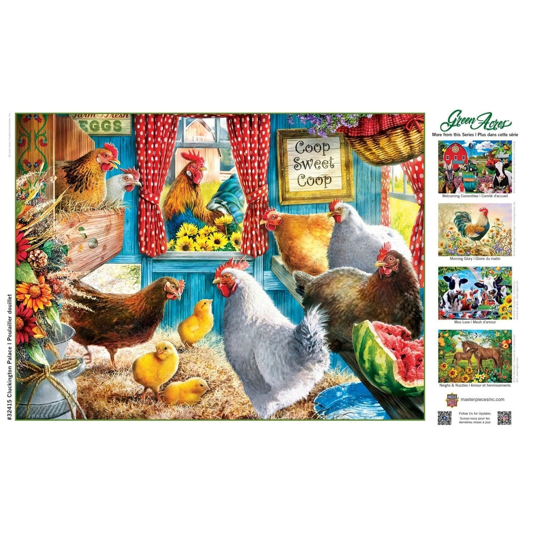 Green Acres Cluckington Palace 300 Piece EZ Grip Jigsaw Puzzle Fun Hen Scene Image 4