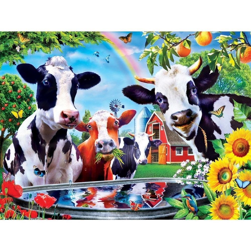 MasterPieces Green Acres Moo Love 300 Piece EZ Grip Jigsaw Puzzle Linen Art Image 2