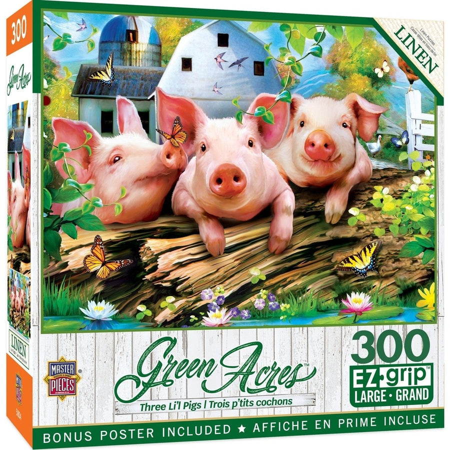 MasterPieces Green Acres 300 Piece EZ Grip Jigsaw Puzzle Three Lil Pigs 18x24 Image 1