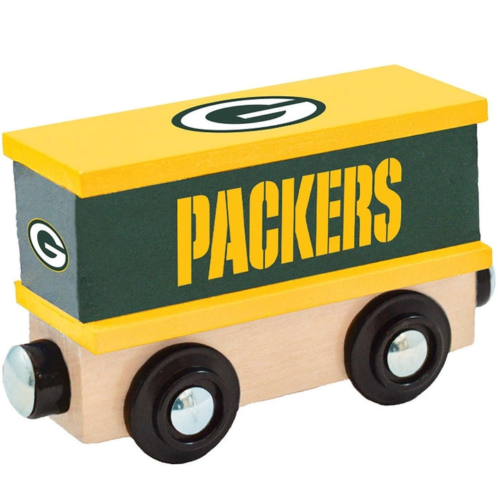 Green Bay Packers Wooden Toy Train Box Car Hand-Painted Compatible 1" Tracks Image 1