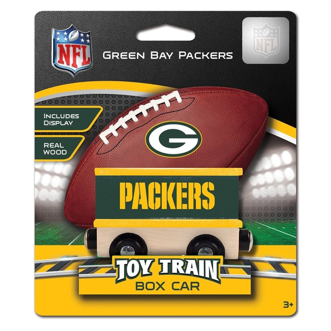 Green Bay Packers Wooden Toy Train Box Car Hand-Painted Compatible 1" Tracks Image 2