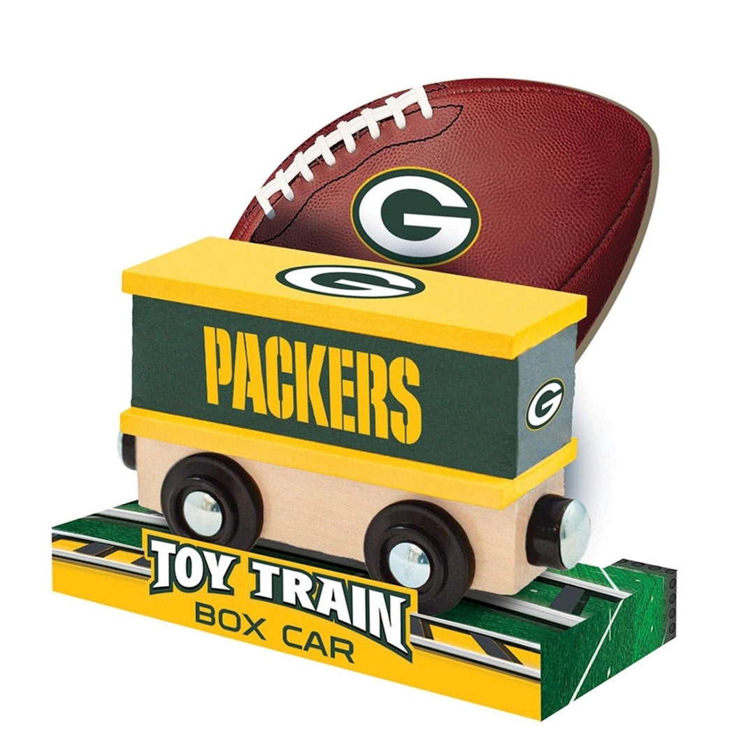 Green Bay Packers Wooden Toy Train Box Car Hand-Painted Compatible 1" Tracks Image 3