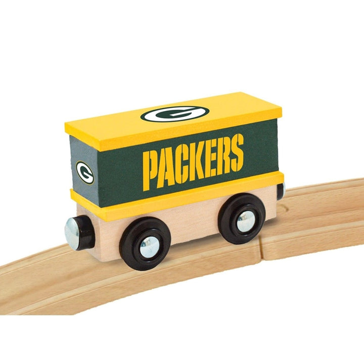 Green Bay Packers Wooden Toy Train Box Car Hand-Painted Compatible 1" Tracks Image 4