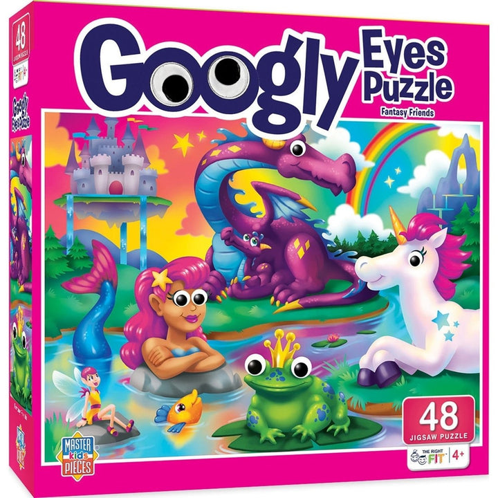 Googly Eyes Fantasy Friends 48 Piece Kids Jigsaw Puzzle with Wiggly Eyes 19x14 Image 1