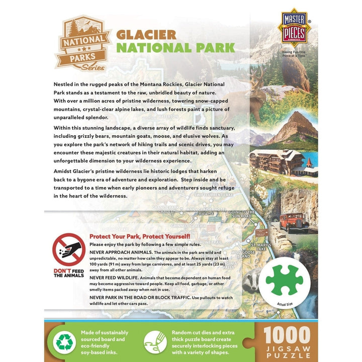 Glacier National Park 1000 Piece Jigsaw Puzzle Detailed Map Adventure Fun Image 3