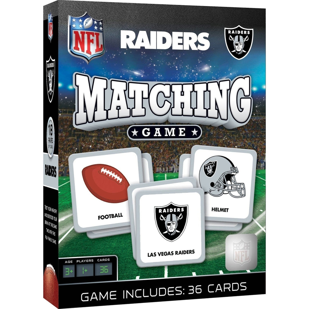 Las Vegas Raiders Matching Game Family Fun NFL Memory Cards 18 Pairs Image 1