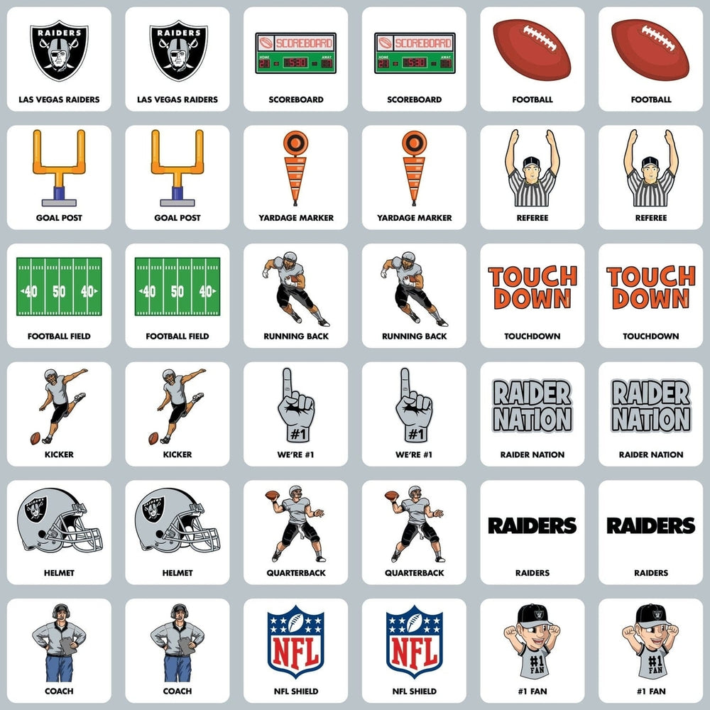 Las Vegas Raiders Matching Game Family Fun NFL Memory Cards 18 Pairs Image 2