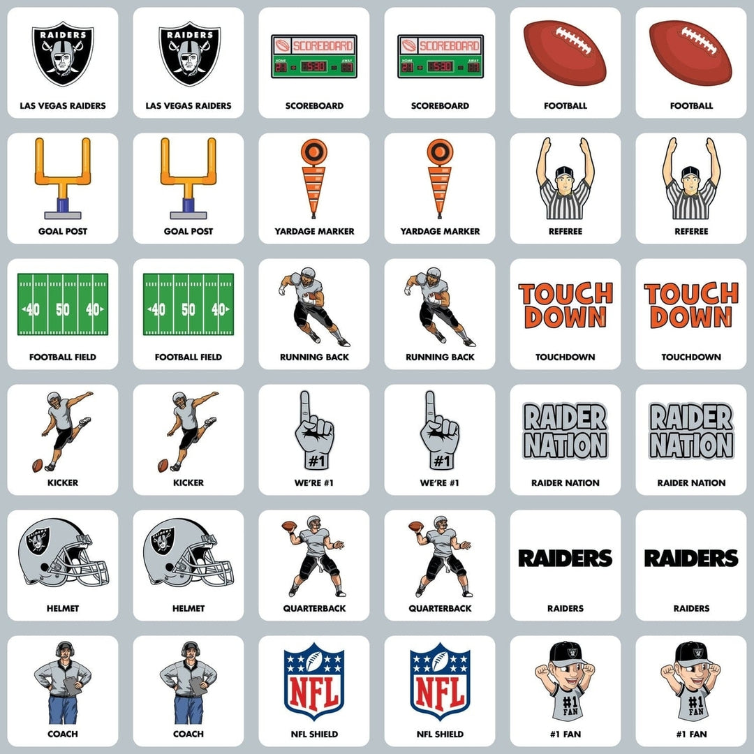 Las Vegas Raiders Matching Game Family Fun NFL Memory Cards 18 Pairs Image 2