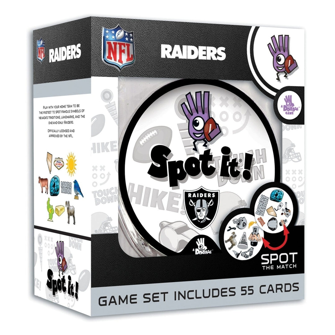 Las Vegas Raiders Spot It Card Game NFL Edition Family Fun 55 Unique Cards Image 1