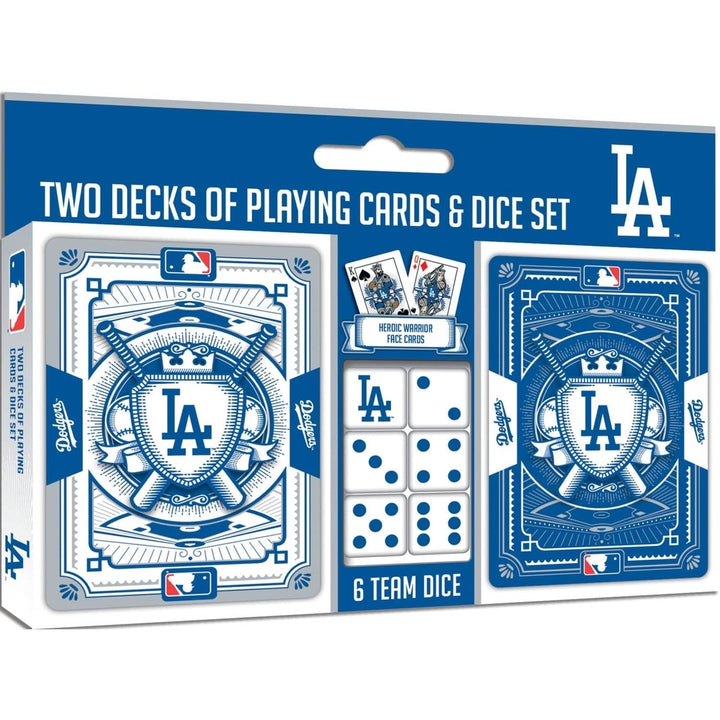 Los Angeles Dodgers Playing Cards and Dice Set Official MLB Casino Style 2-Pack Image 1